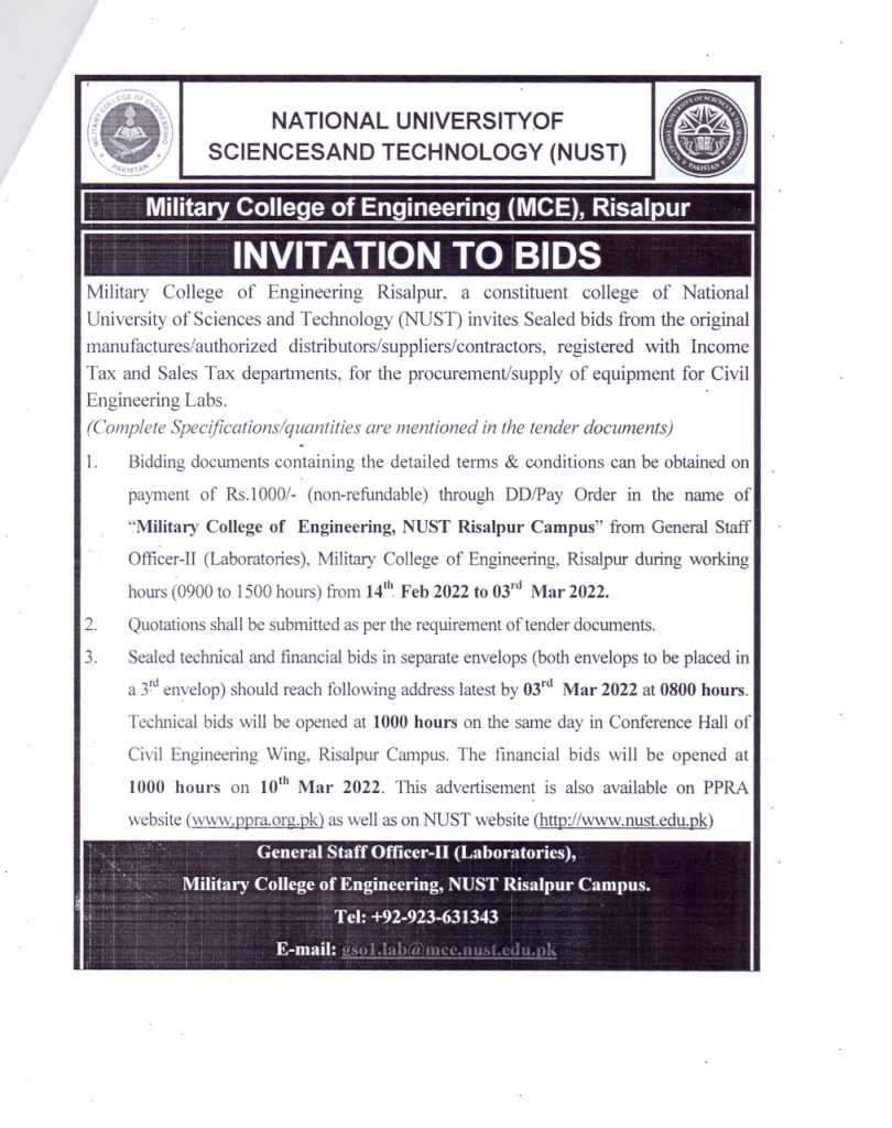 tender-advertisement-mce-risalpur-nust