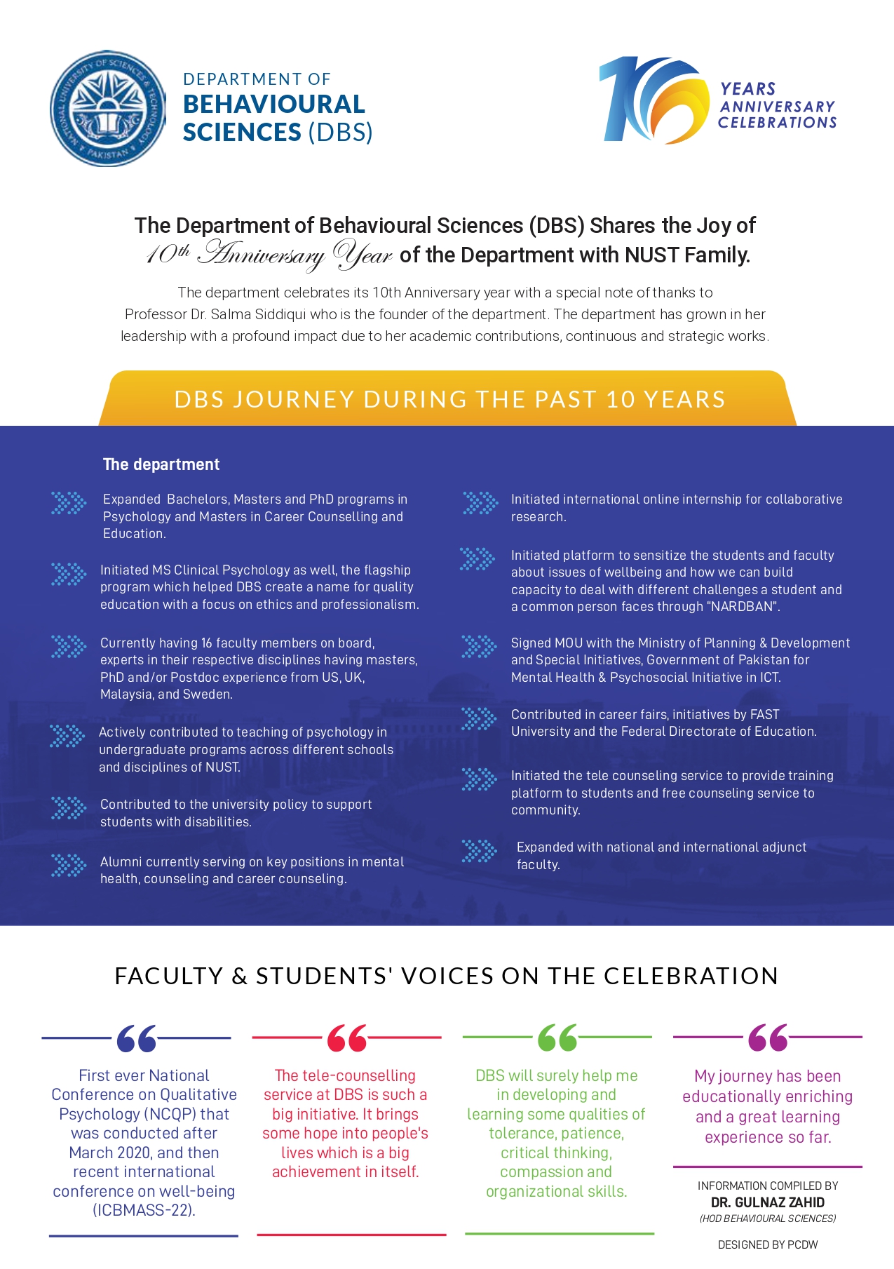 The Department of Behavioural Sciences at NUST School of Social Sciences & Humanities (S3H) celebrates its 10th Anniversary